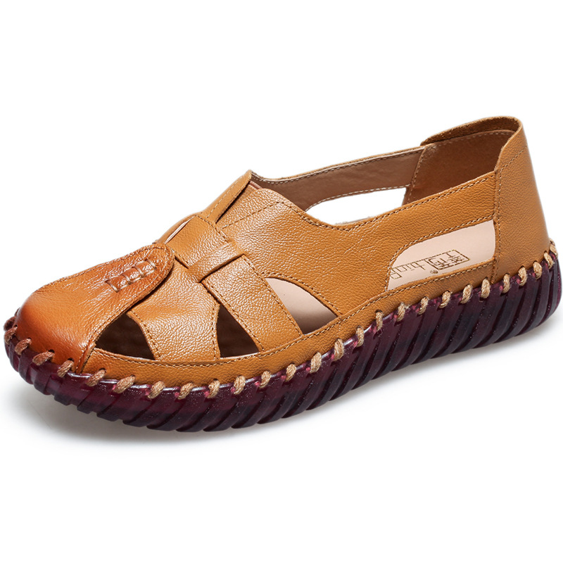 Genuine Leather Women Flat San - Women'S Shoes Big Feet review and price